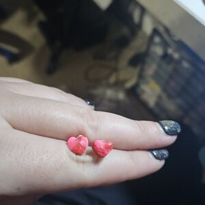 Pink Heart Stud Earrings